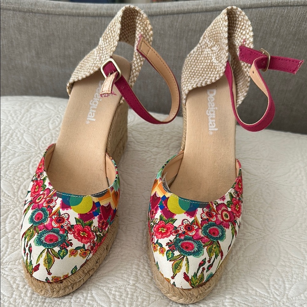 Desigual Espadrille Sandals Floral Wedge